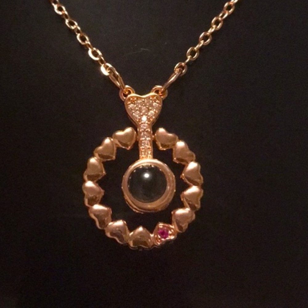 SS925 Rose Gold Global I Love You In 100 Different languages Necklace